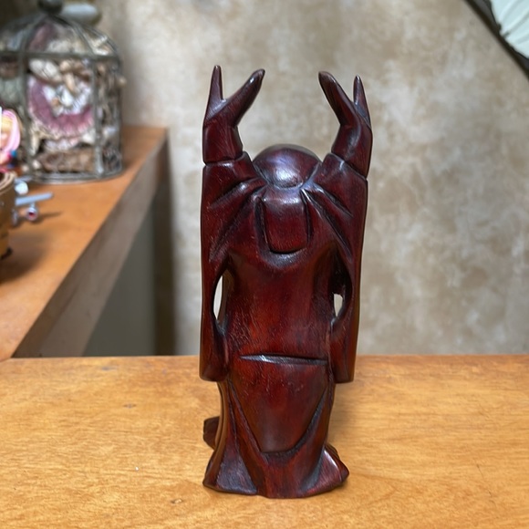 Good Luck Hand Crafted Wooden Big Belly Buddha - Picture 4 of 13